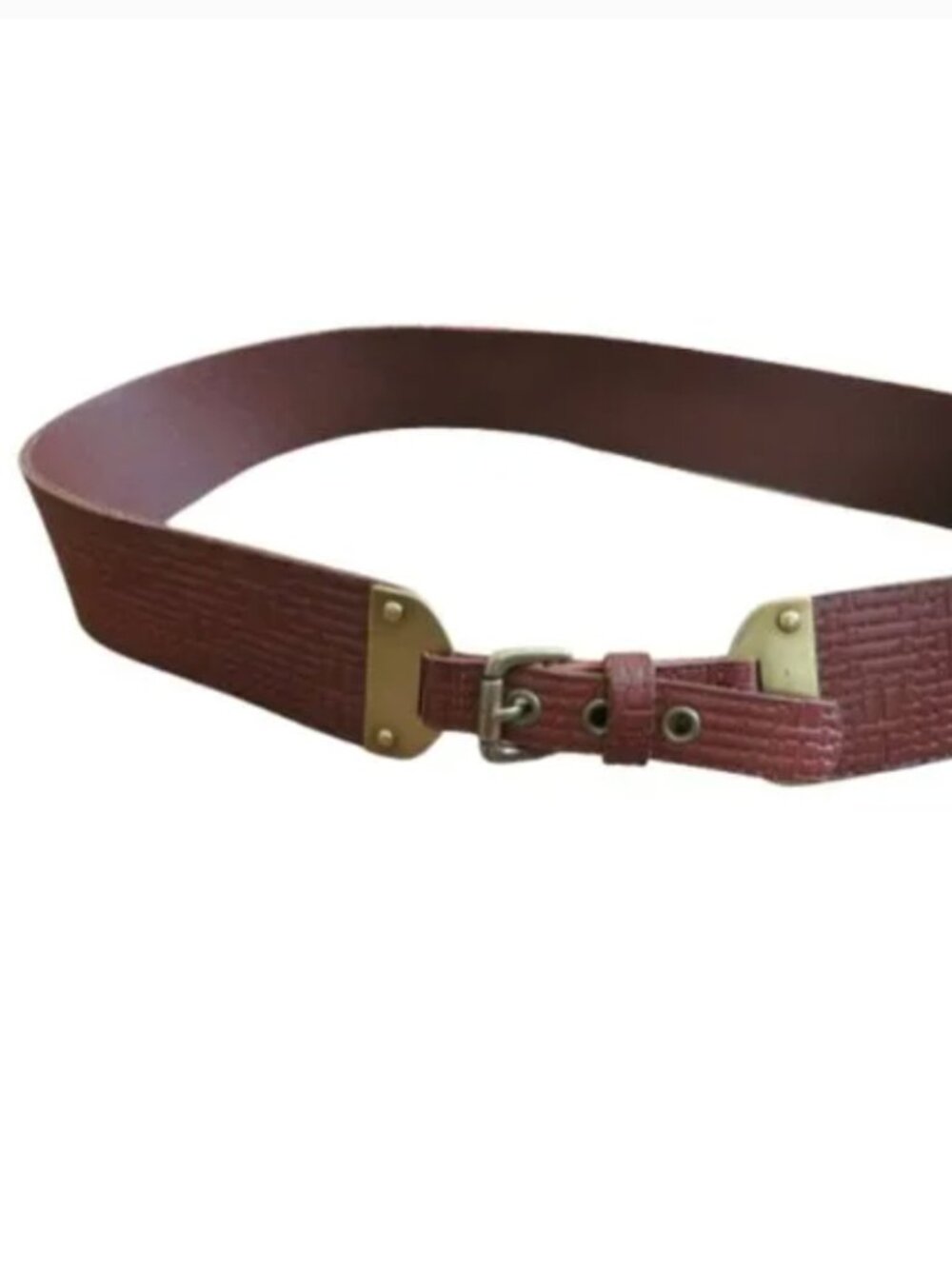 FOSSIL Textured Cognac Brown Leather Chunky Y2K Belt Festival - Women's Size L
